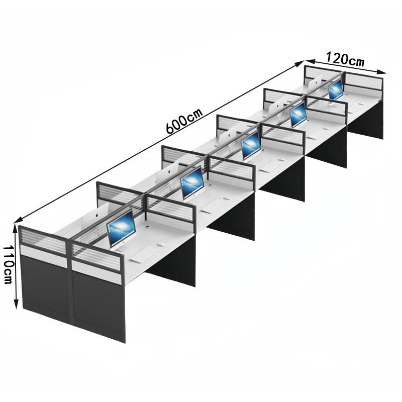 悦兴诚屏风办公桌十人张高清大图