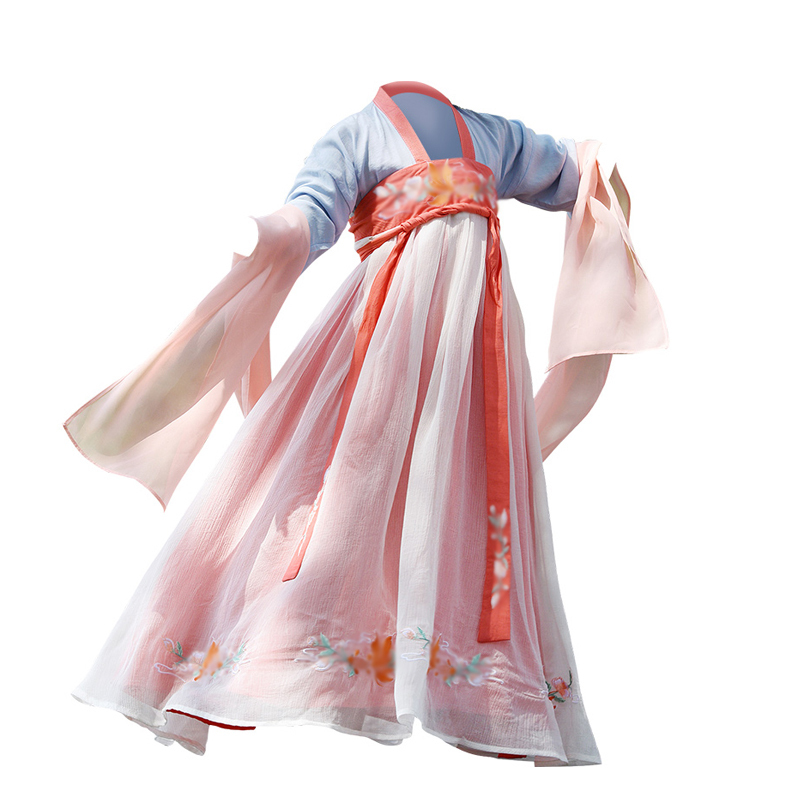 七色王国儿童古装汉服女童春秋小学生中国风仙女公主连衣裙长袖古风