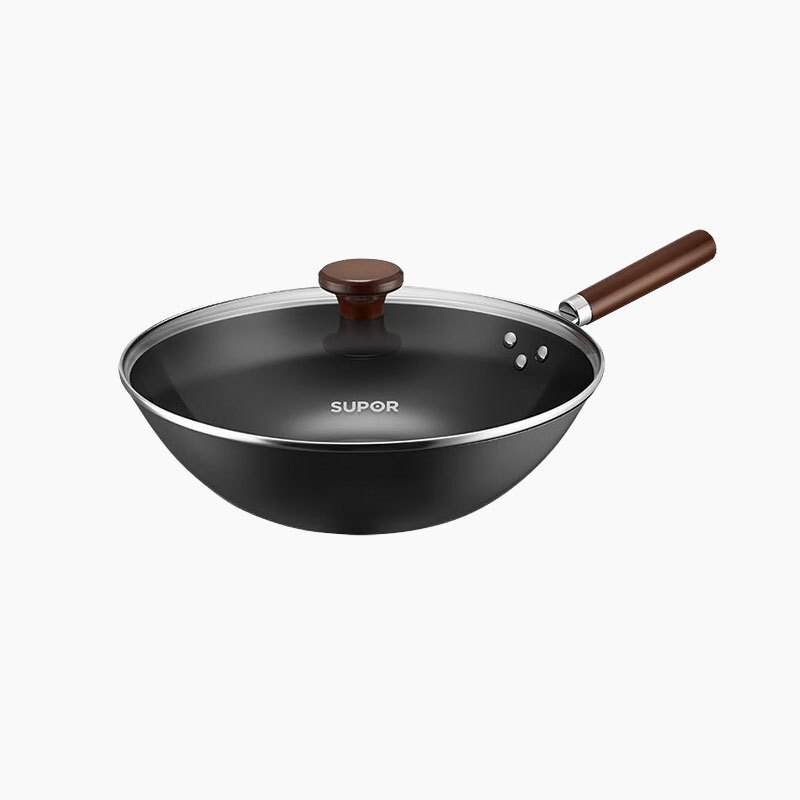 苏泊尔(SUPOR)VC32BH01 炒锅32cm不锈炒菜锅精铁无涂层明火专用原厂锅盖轻量高清大图