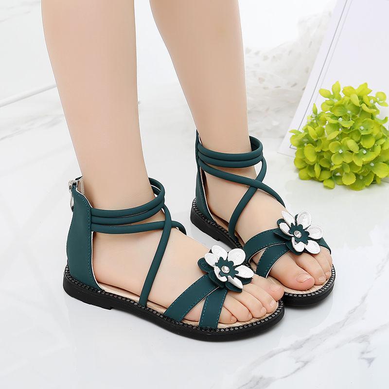 女童凉鞋儿童公主鞋中大童宝宝沙滩鞋2019夏新款凉鞋小女孩罗马鞋臻依