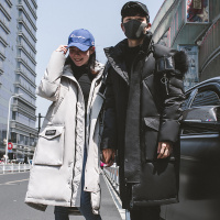 绅士空间 2019冬季新款羽绒服男中长款加厚韩版宽松男士羽绒服大毛领情侣羽绒外套男YYS.896