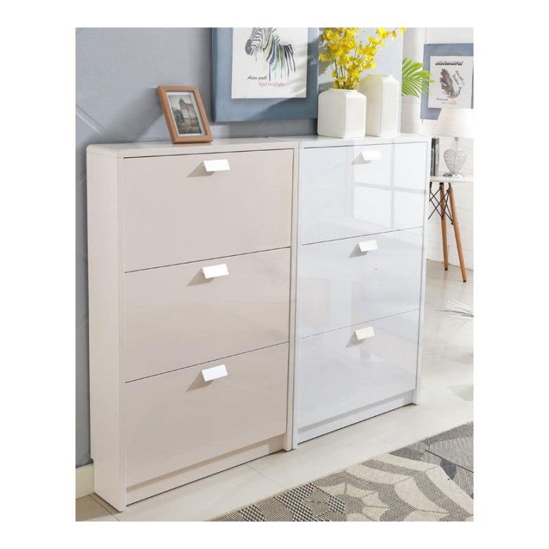 苏宁放心购超薄翻斗鞋柜 简约现代厅柜烤漆玄关口全黑色白色香槟色鞋架A-STYLE家具图片