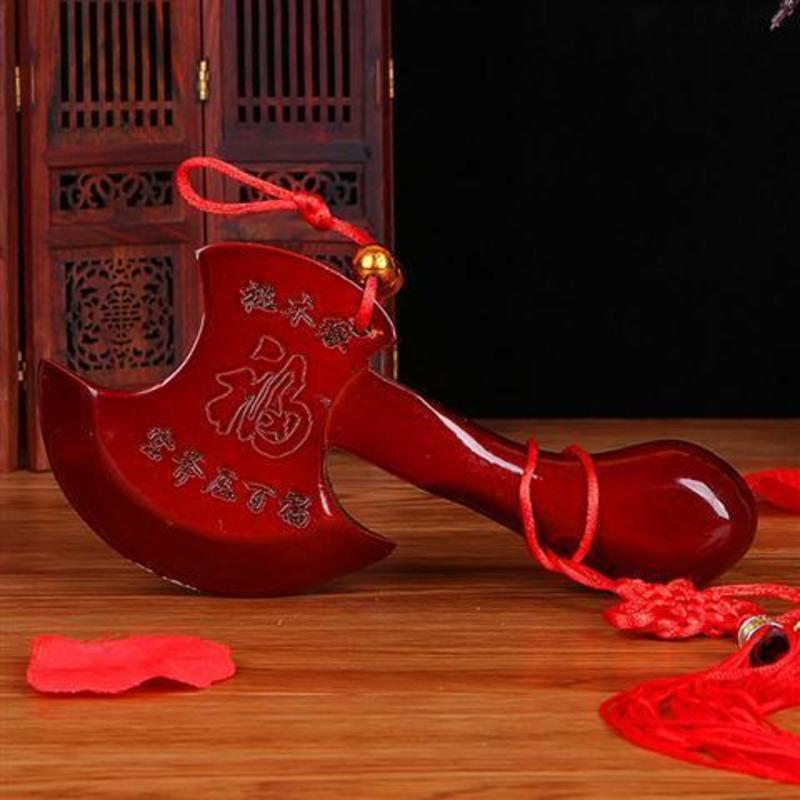 桃木小斧头 桃木斧子婚庆用品坐福压床乔迁镇宅小摆件结婚斧子婚房