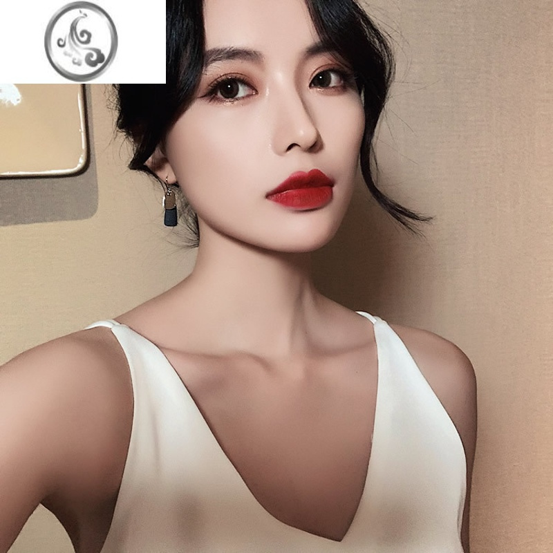 JiMi耳环2023年新款潮耳饰女韩国气质简约ins个性黑色耳钉网红耳坠