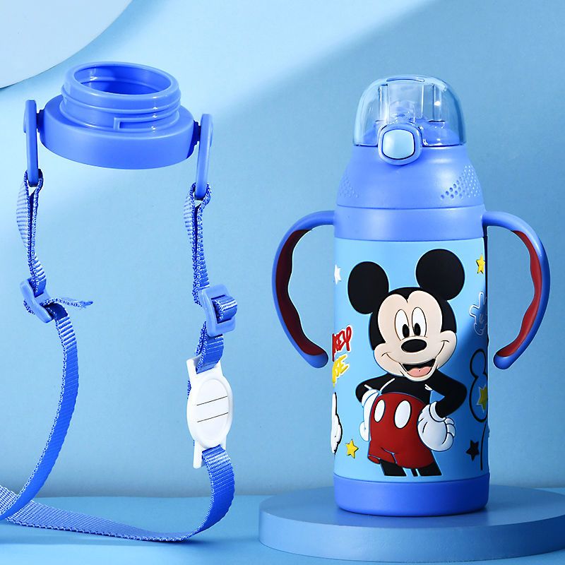 儿童保温杯带吸管两用宝宝水杯学饮杯吸管杯幼儿园防摔316蓝色米奇320