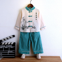 绿色男童 90 六一儿童表演服演出服汉服男童中国风唐装复古风中式传统民族服装