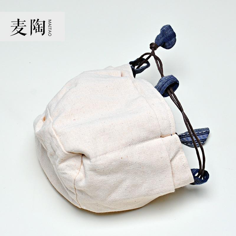 美帮汇便携茶具收纳袋旅行布包茶壶茶杯收纳包一壶四杯棉麻抽绳加厚高清大图