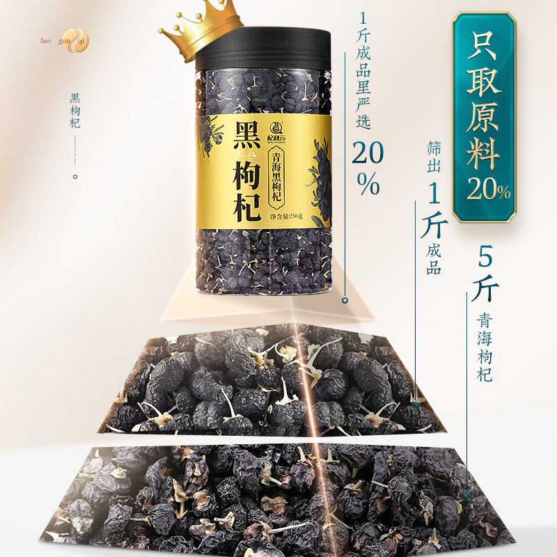 买1送1 青海黑枸杞250g黑果枸杞子茶正宗黑构杞苟杞子2罐共1斤