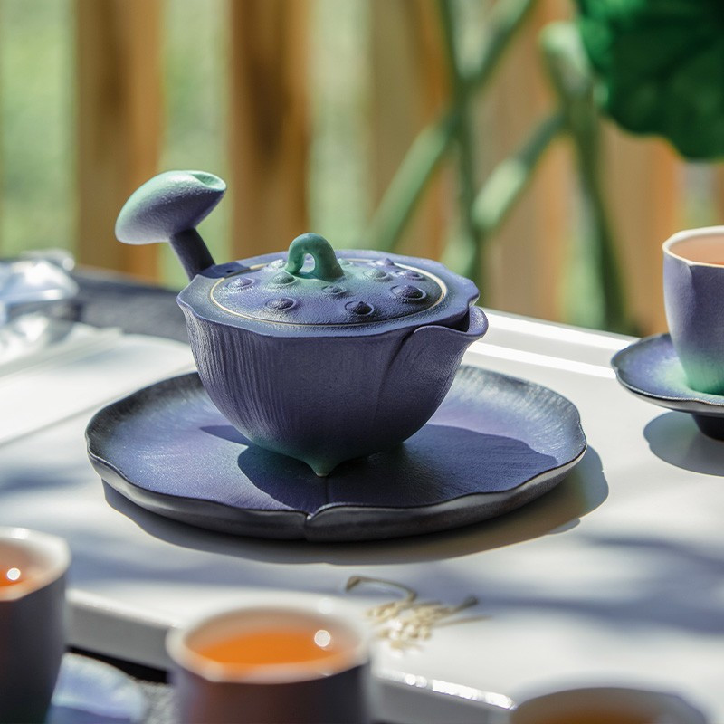 万仟堂edenus夏荷成套陶瓷高档茶具套装