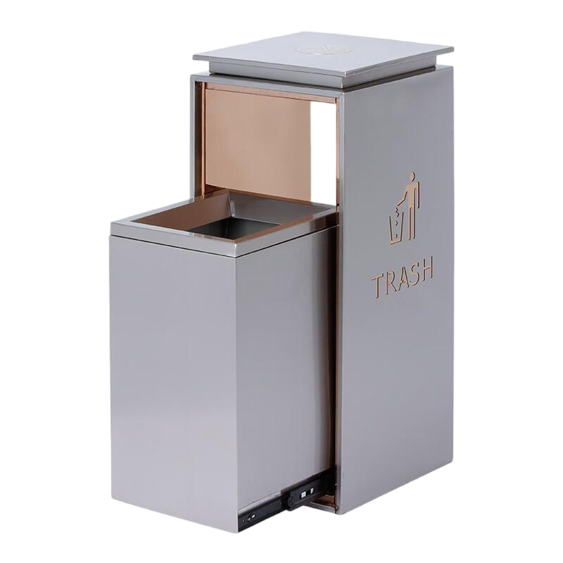 先互丁 不锈钢垃圾桶轨道桶 多规格 个高清大图