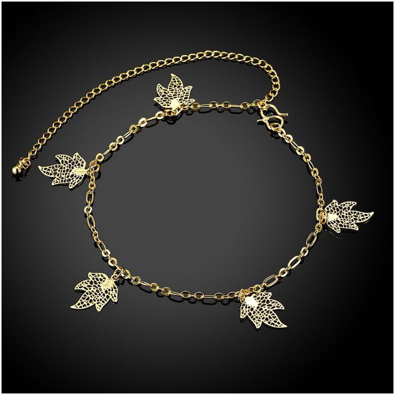 A044-A Women 18K yellow gold anklet jewelry 镀黄金色女脚链潮