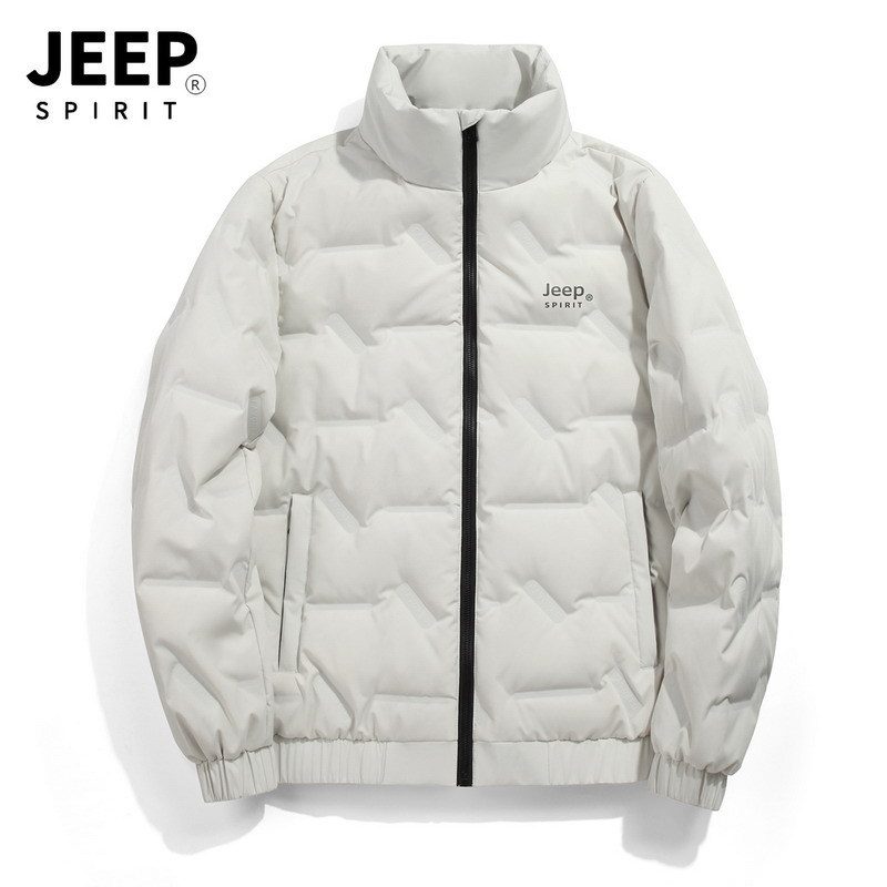 JEEPSPIRIT男士白鸭绒羽绒服弹力宽松大码男装羽绒外套男潮_294 4XL 米白色