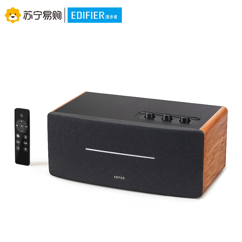 EDIFIER漫步者D12无线蓝牙木质音箱电脑多媒体5.0便捷式无线音响家用环绕木纹色 猫宁高清大图