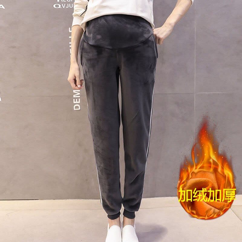 迪鲁奥(DILUAO)孕妇装2021秋冬新款时尚孕妇打底裤孕妈装百搭款加绒休闲裤孕妇托腹裤图片