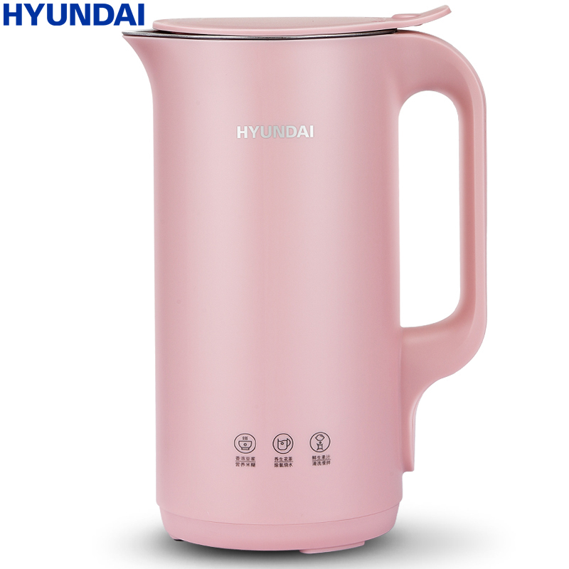 Hyundai豆浆机家用单人多功能迷你小型豆浆机加热免过滤料理机 粉色