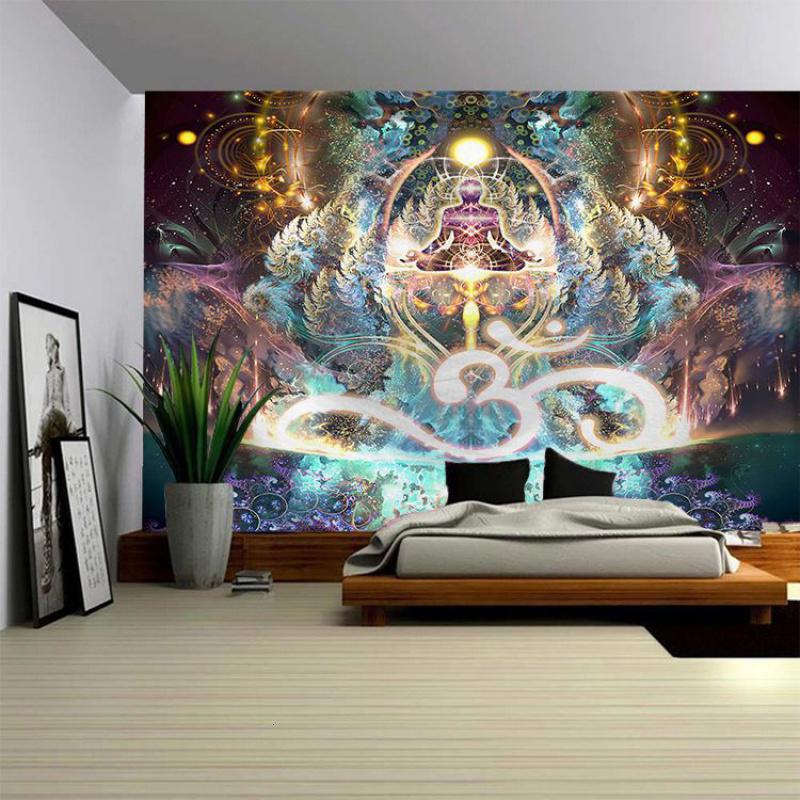 家柏饰(CORATED)波西米亚墙壁装饰挂布床头瑜伽背景布壁画印度曼陀罗挂毯 图一 绒布150高*200宽厘米横款高清大图