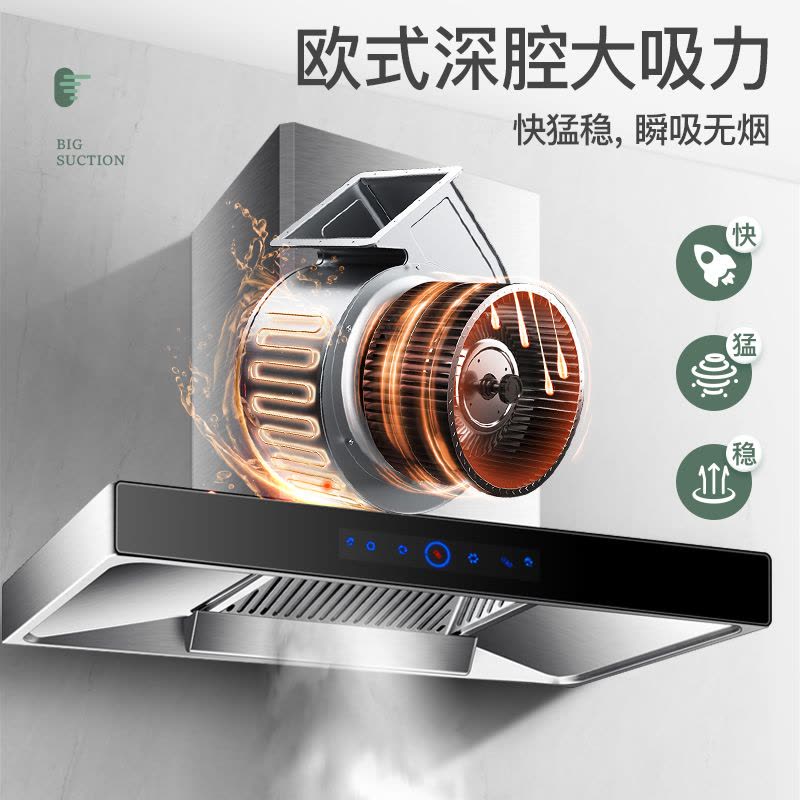 欢呼好太太抽油烟机欧式T型家用脱排30m³油烟机顶吸式智能体感自动清洗吸油烟机排烟罩上门安装165T-2图片
