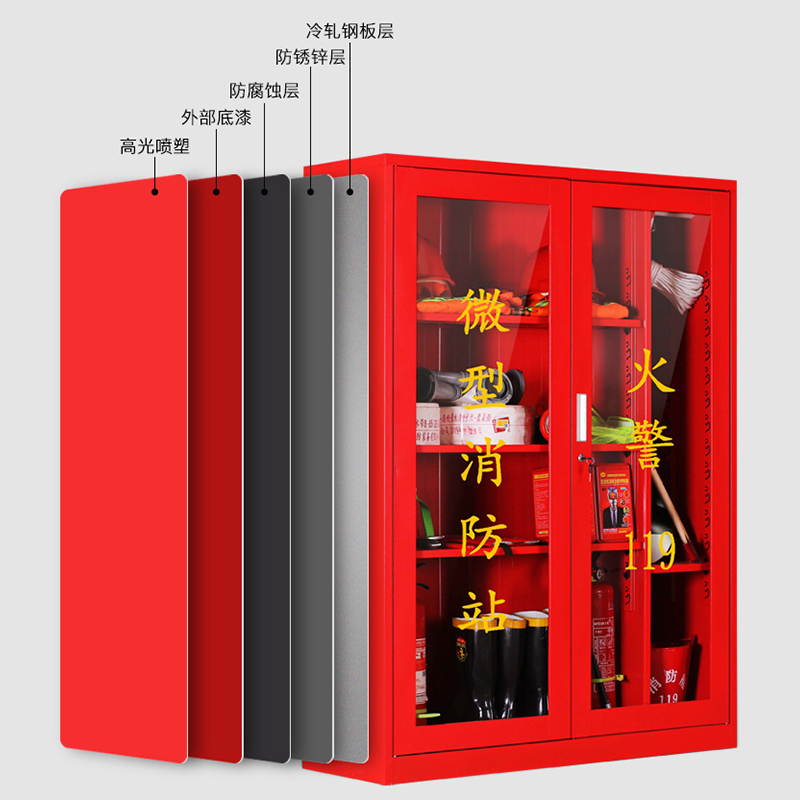 汉诺鑫威微型消防站器材全套装消防工具放置展示灭火箱室外建筑工地消防柜1800*900*390mm高清大图
