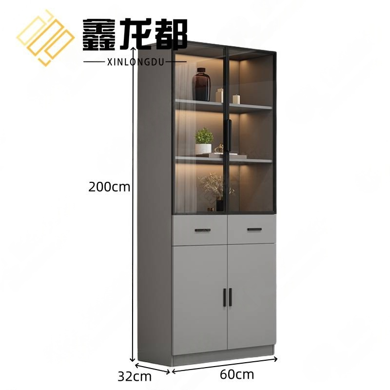 鑫龙都书柜木质 书柜二门台 高2米