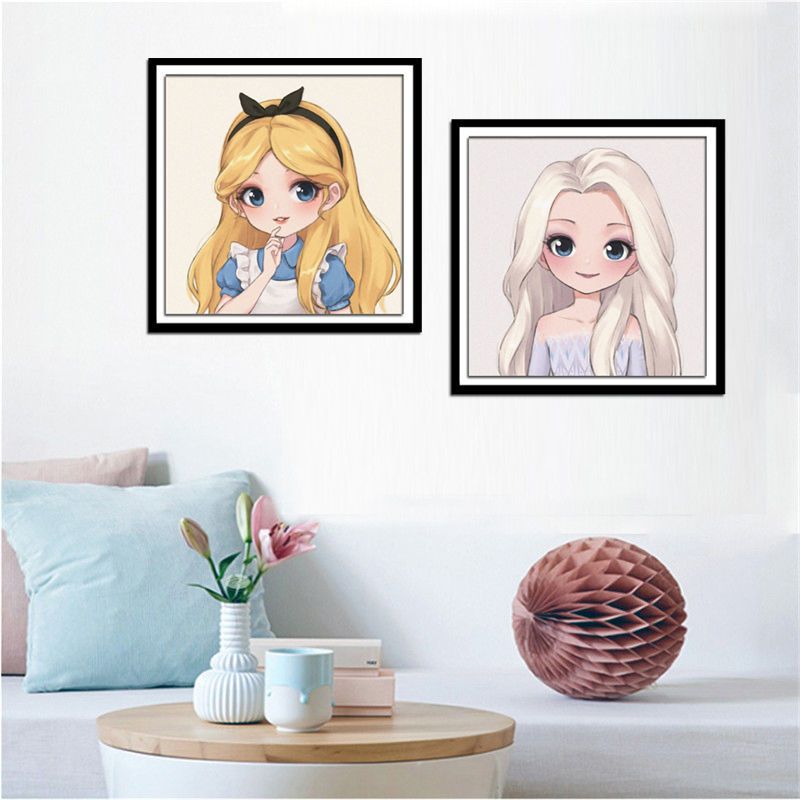 钻石画小幅满钻卡通可爱迪士尼公主头像学生儿童手工贴钻十字绣a款