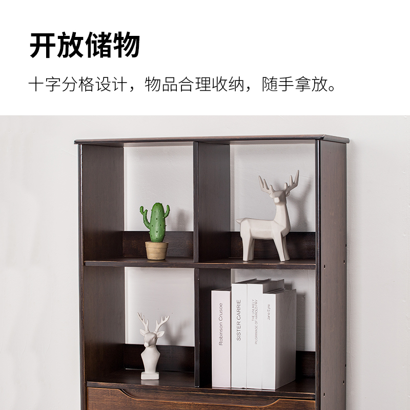 美帮汇落地书柜书架楠竹收纳架简易储物柜置物架创意儿童小书架柜子高清大图