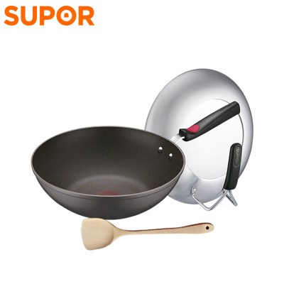 苏泊尔(SUPOR)EC30HP01火红点钛Pro无油烟炒锅不粘锅•可立盖30cm明火电磁炉通用