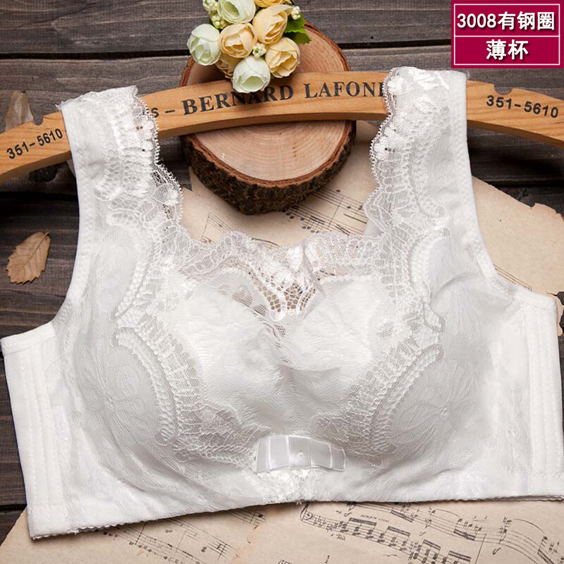 有无钢圈背心式蕾丝厚薄款整型胸罩拢抹胸式文胸女士