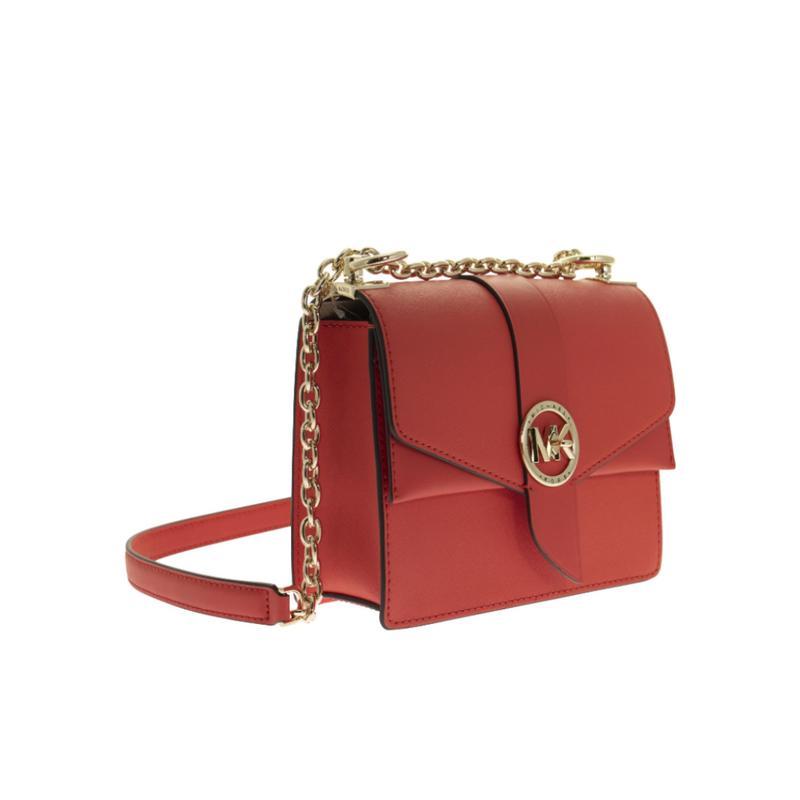 迈克·科尔斯(MICHAEL KORS)小牛皮女士斜挎包橙红复古链条肩带翻