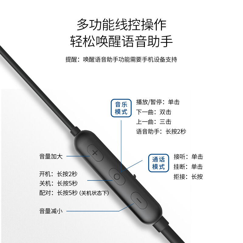 得胜(TAKSTAR) AW1无线蓝牙耳机吸磁颈挂式hifi降噪双耳跑步运动防水挂耳入耳式耳麦