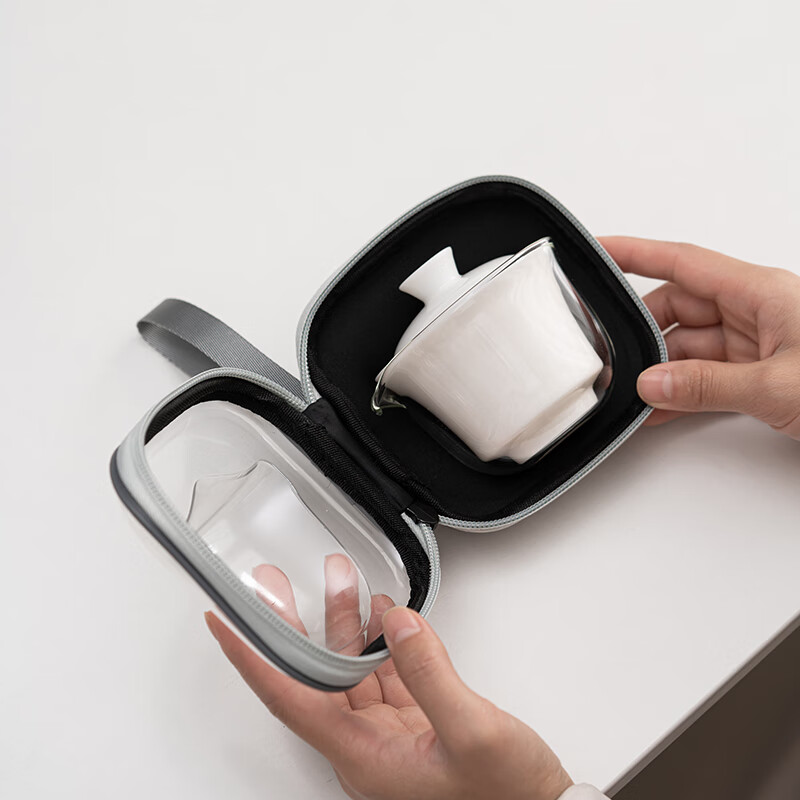 苏氏陶瓷(SUSHI CERAMICS) J0795 羊脂玉瓷快客杯(盖碗品茗杯公道杯) 五件套 (单位:套)高清大图