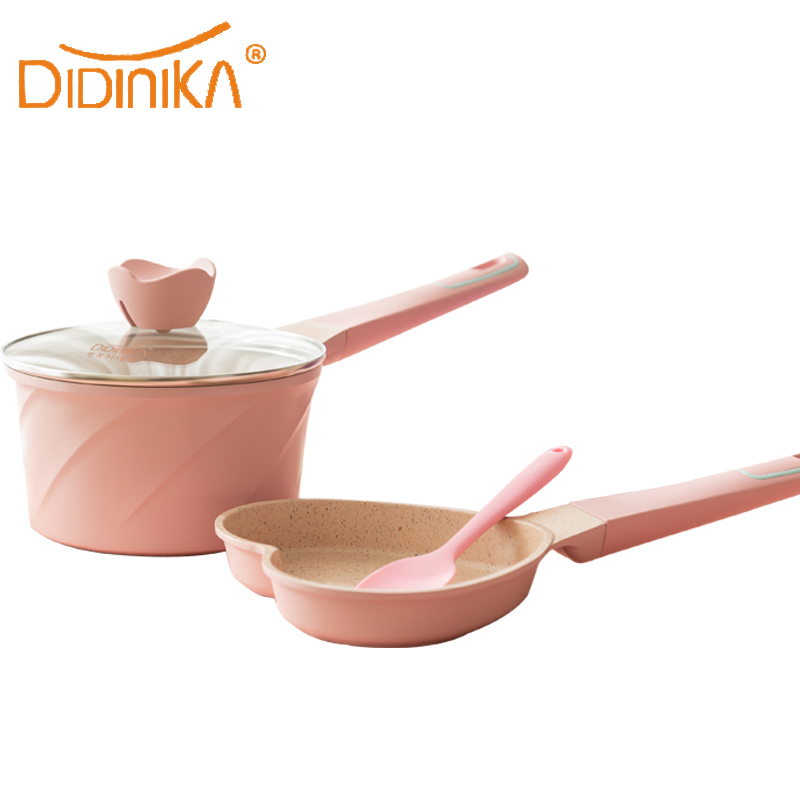 迪迪尼卡(Didinika)宝宝辅食锅婴儿奶锅小锅平底汤锅麦饭石不粘锅煮泡面热牛奶锅