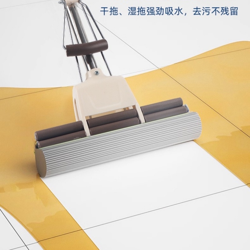 洁能尚 JNS-T04 35cm 滚轮式免手洗海绵 拖把 (计价单位:把) 咖色高清大图