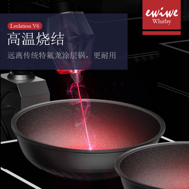 英国EWIWE 炒锅麦饭石不粘锅家用炒菜锅无油烟电磁炉燃气煤气灶通用平底煎锅33cm LsV6C