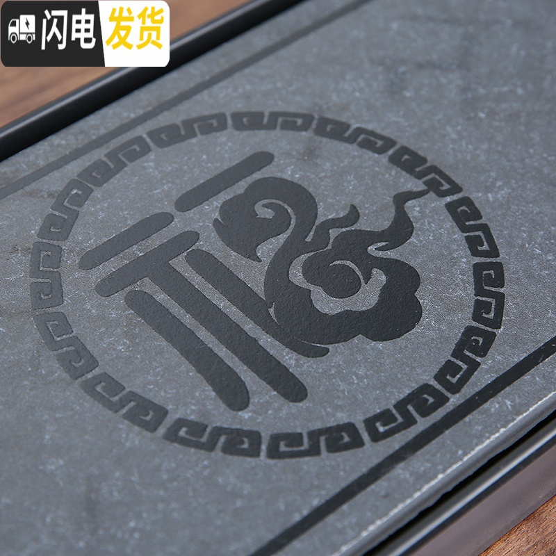 三维工匠简约功夫茶具竹茶盘家用日式储水圆形托盘大小茶台全密胺干泡盘B 圆福-干泡密胺白底盘