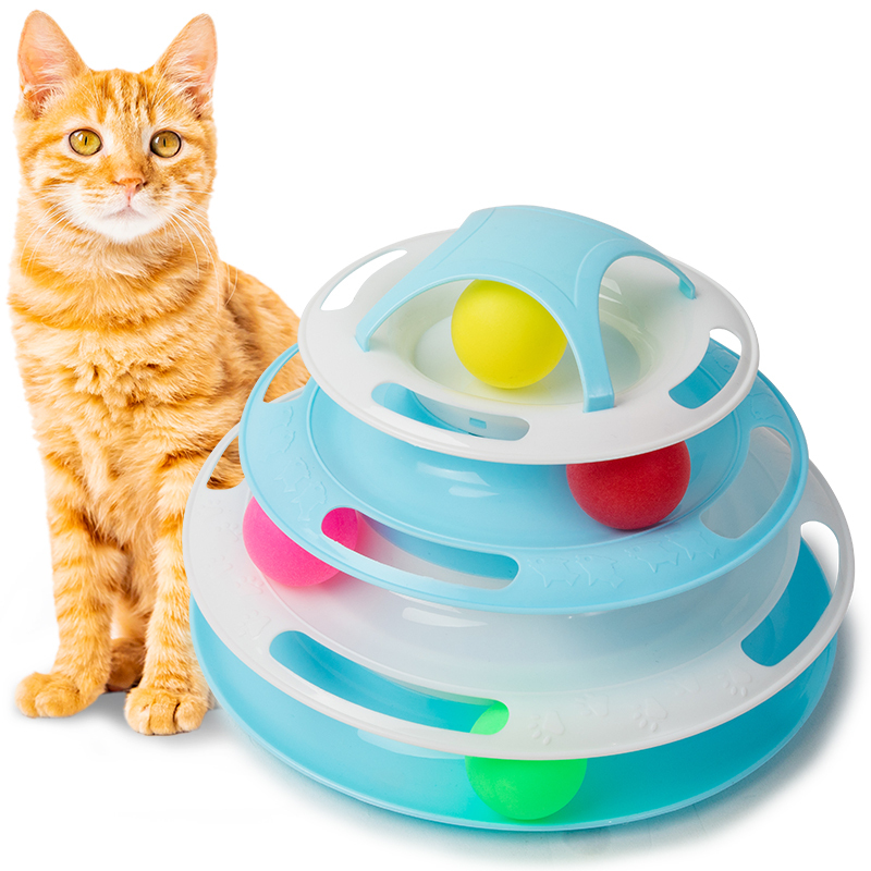 猫玩具猫转盘逗猫玩具逗猫器猫咪玩具小猫幼猫用品 猫转盘四层蓝色