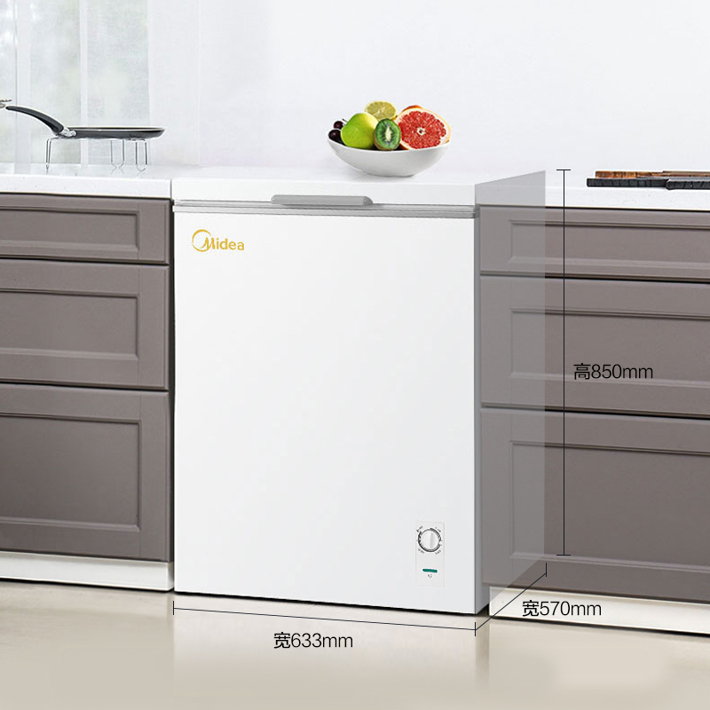 美的(midea)143升 卧式冷柜小型冰柜家用冰柜 冷藏冷冻转换柜 顶开门