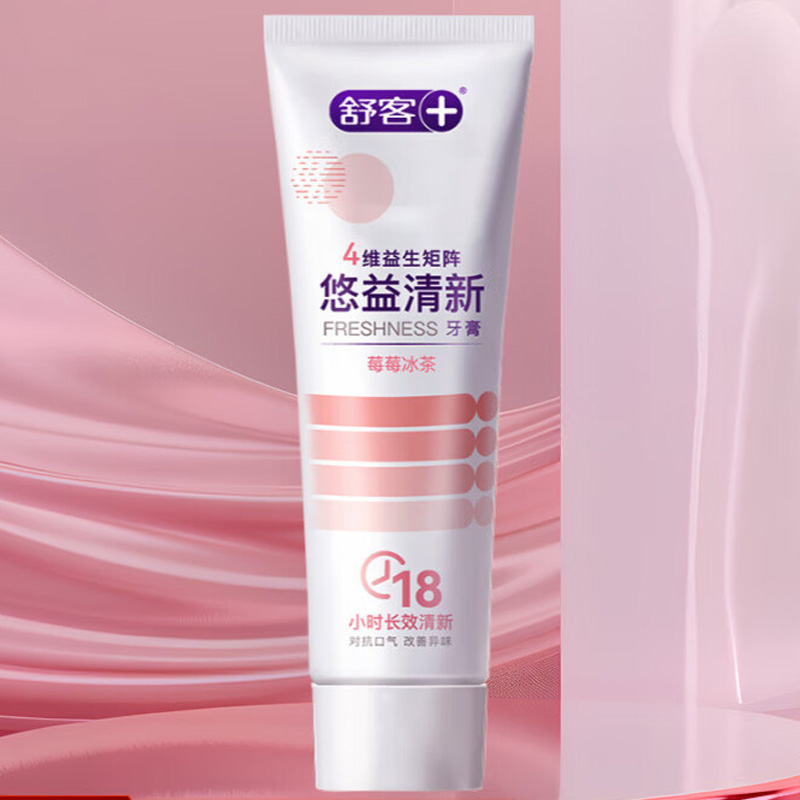 舒客牙膏悠净清新+莓莓冰茶+鲜萃青柠120g*3支(颜色随机)高清大图