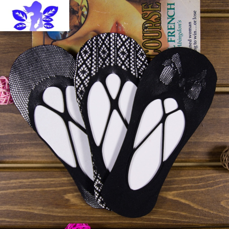 Ideamini2021新款3双装女蕾丝纯色薄款冰丝防滑交叉吊带袜子隐形背带船袜袜子