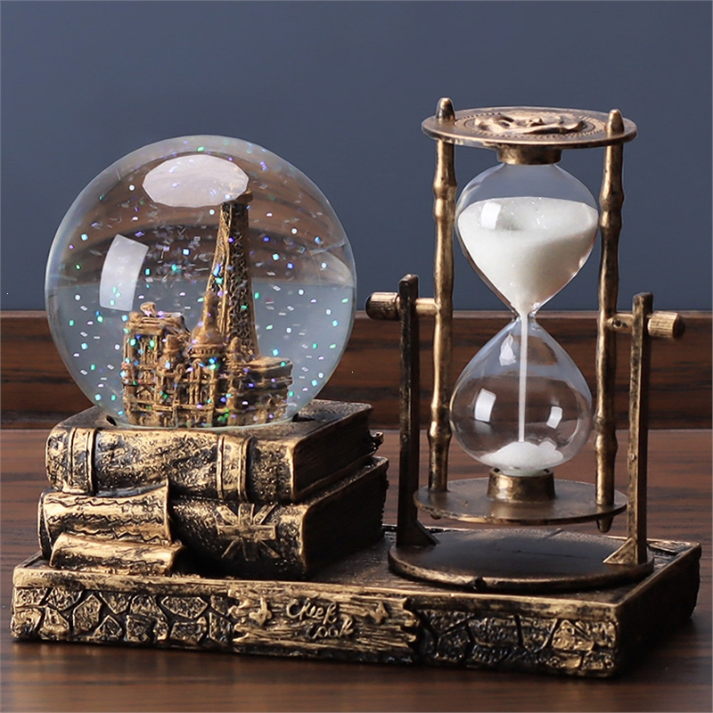 半只橙子复古水晶球沙漏计时器创意摆件酒柜客厅家居装饰品个性房间