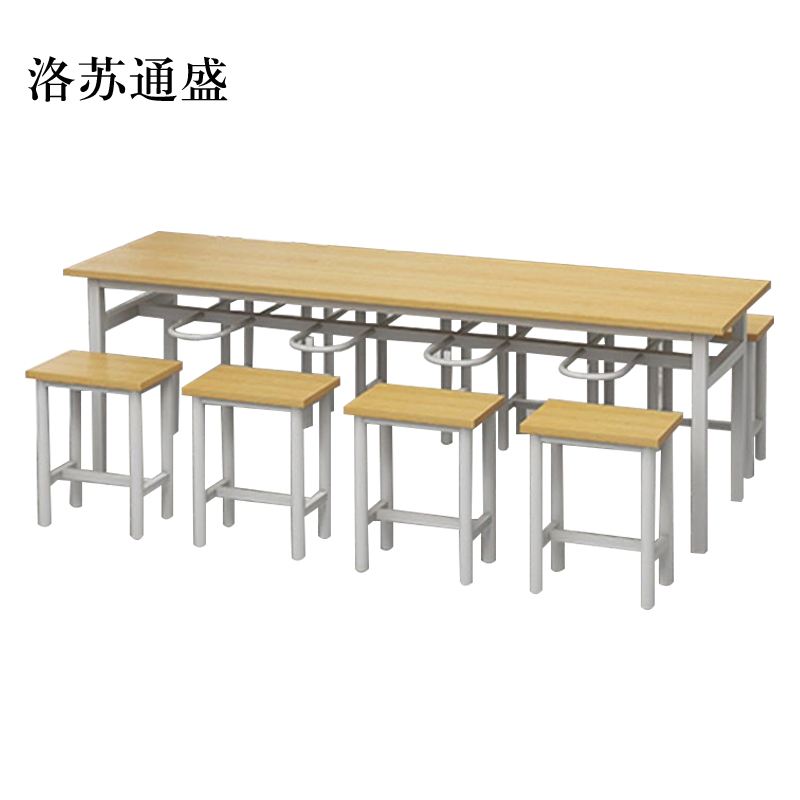 洛苏通盛餐桌8人学校食堂小吃店快餐桌椅饭堂防火板桌2200*600*750【含椅】
