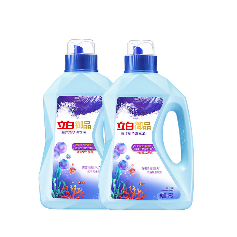 立白洗衣液瓦解顽固污渍低泡易漂持久留香1kg*2瓶(包装随机)高清大图