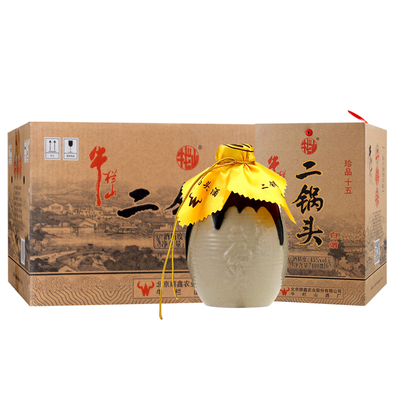 北京牛栏山二锅头清香型白酒珍品系列白酒整箱装45度珍品十五15400ml6
