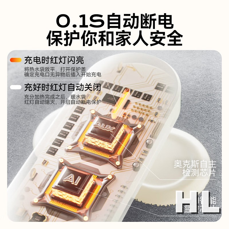 奥克斯热水袋AUX-304可拆洗灰色高清大图