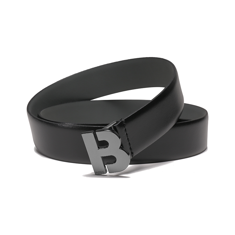 雨果博斯hugoboss男士牛皮不可裁剪b搭扣皮带腰带50471167