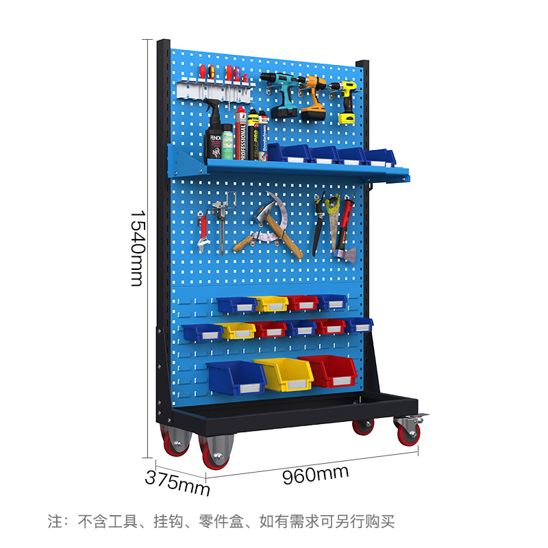尔迈 挂钩方孔工具挂架车间维修工具架子多功能物料置物架五金工具展示货架 单面三层移动款高清大图