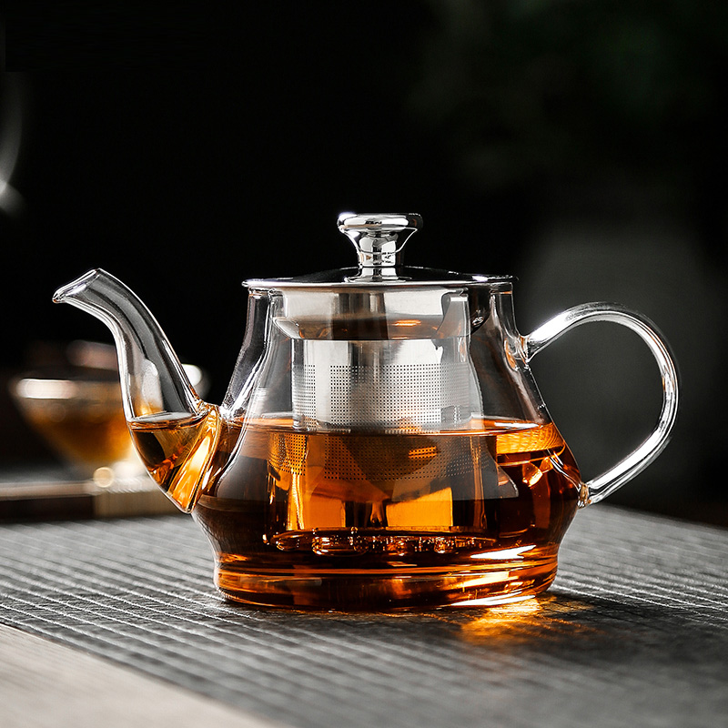 金镶玉 玻璃茶壶 泡茶壶花茶壶凉水壶耐热防爆过滤内胆带盖 雅风壶550ml高清大图
