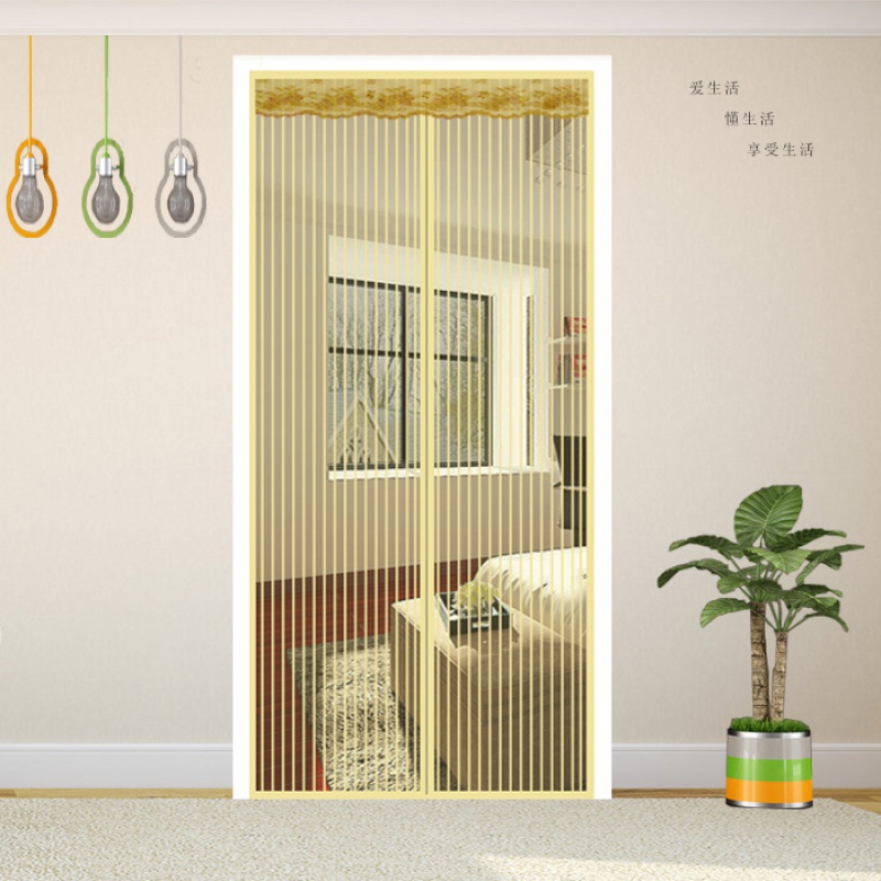 家柏饰(CORATED)夏季网纱窗防蚊帘卧室家用魔术贴隔断磁性磁铁对吸自吸防蝇 米黄条纹(粘扣) 130*220cm高清大图
