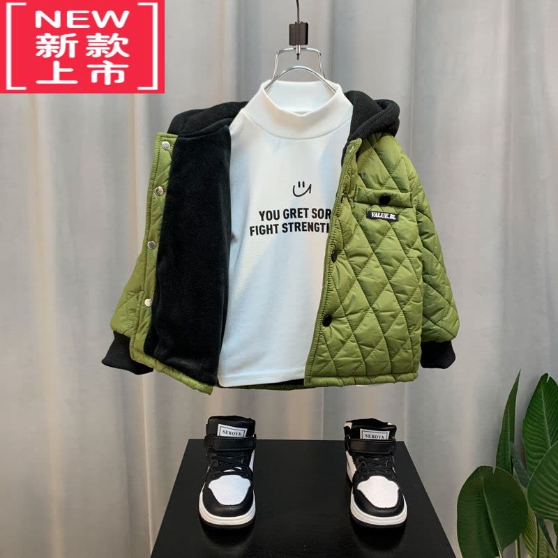 可莉允儿童男童加厚外套2022新款秋冬季加绒棉衣宝宝冬装夹棉上衣棉服潮图片
