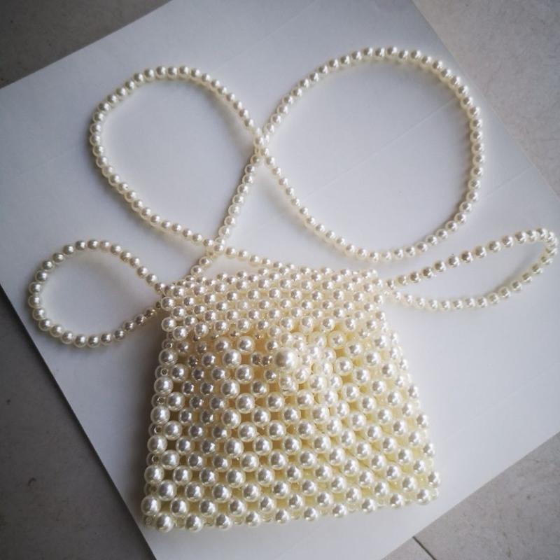 成品珍珠包女斜挎包编织包复古手工串珠包百搭迷你链条包小姣视频