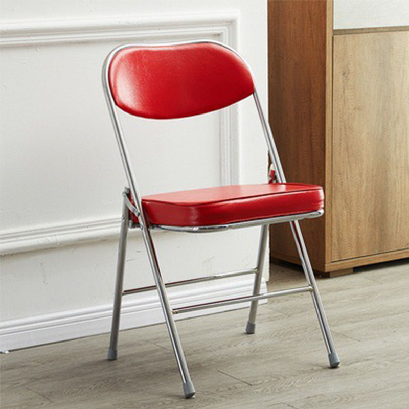 汇特益红色折叠椅加厚电镀红色皮革面单位把视频